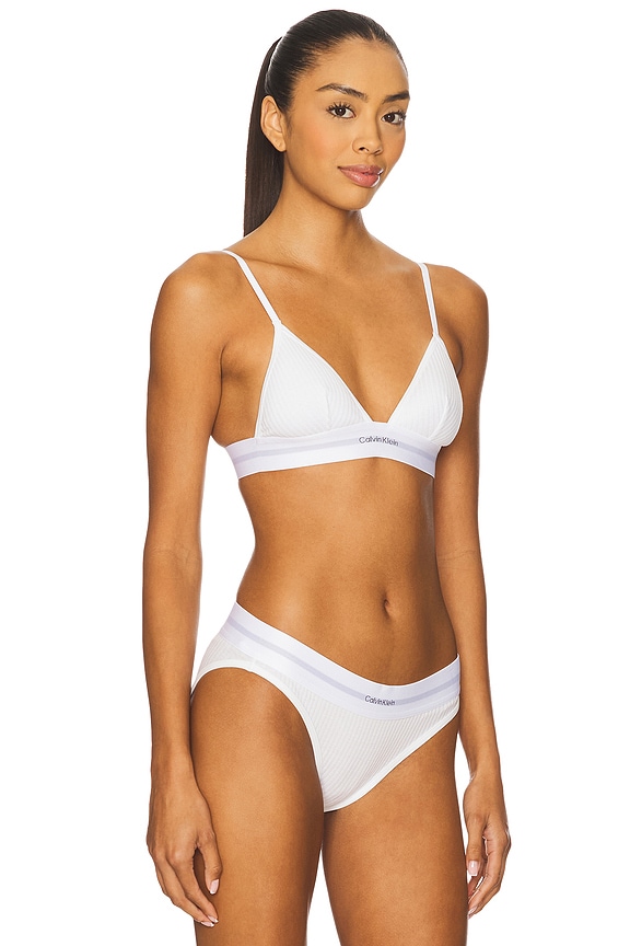 view 2 of 4 Modern Rib Unlined Triangle Bra in White