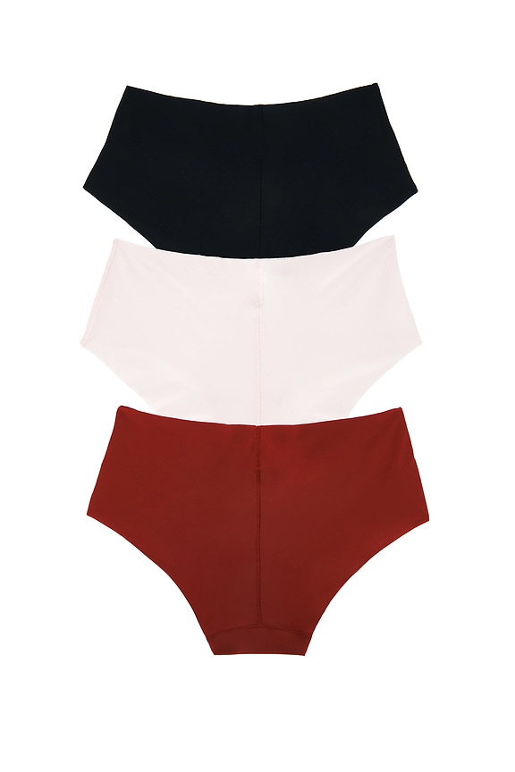 view 2 of 2 Calvin Klein Hipster 3 Packs in Black, Nymphs Thigh, & Red Stamp