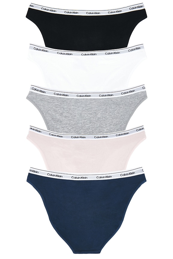 view 2 of 2 Calvin Klein Bikini 5 Packs in Black, Classic White & Grey Heather & Dark Denim, & Potpourri