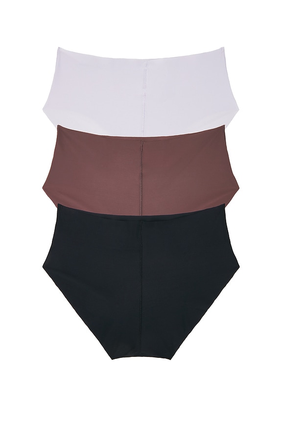 view 2 of 2 Hipster Panty 3 Pack in Black, Botanical Brown, & Frosty Lilac