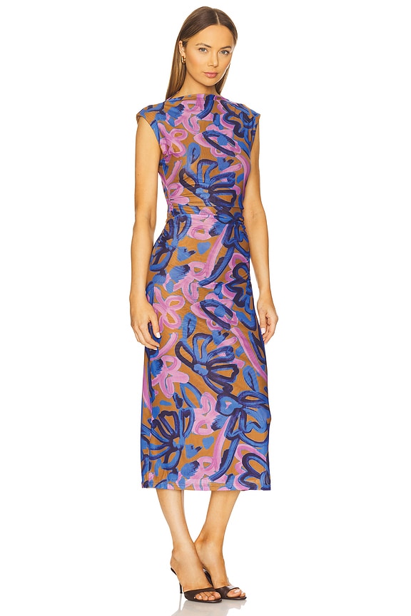 view 2 of 3 ROBE MI-LONGUE CARRIE in Fresco Print