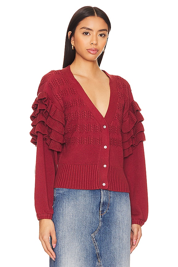 view 2 of 4 Bess Ruffle Cardigan in Bright Rust