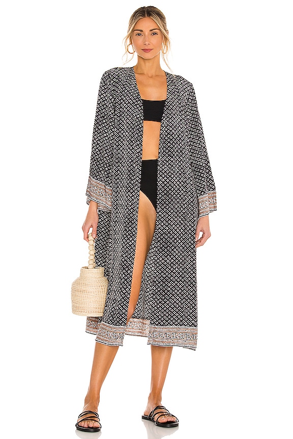 view 2 of 4 Garnet Midi Kimono in Murda Block Print