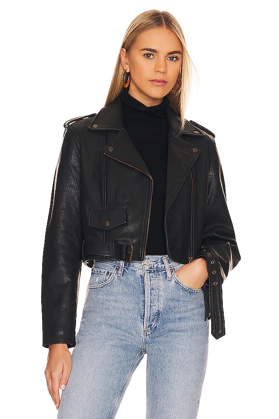 view 2 of 5 Fringe Leather Jacket in Black