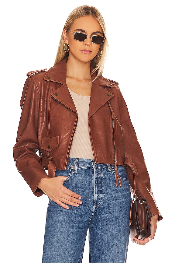 Cleobella Leather Jacket in Cognac | REVOLVE