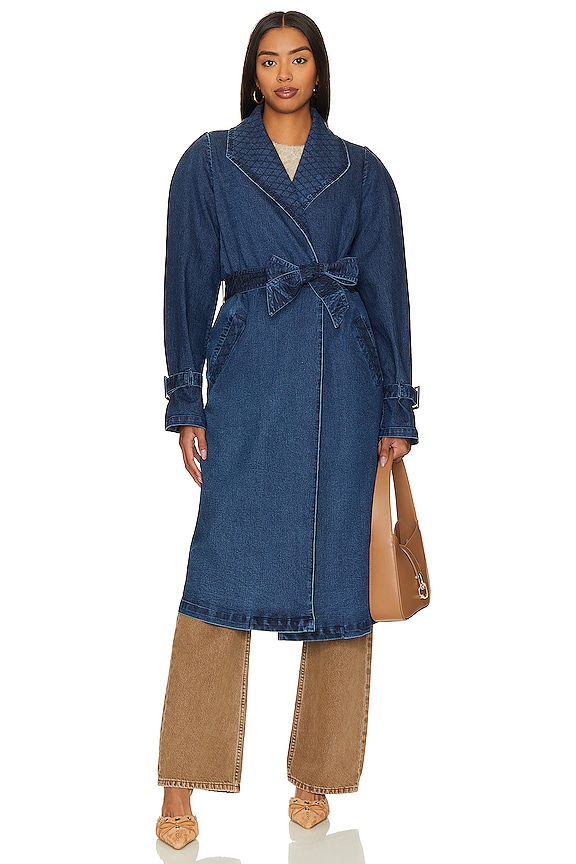 view 2 of 4 Cara Trench in Medium Wash Indigo