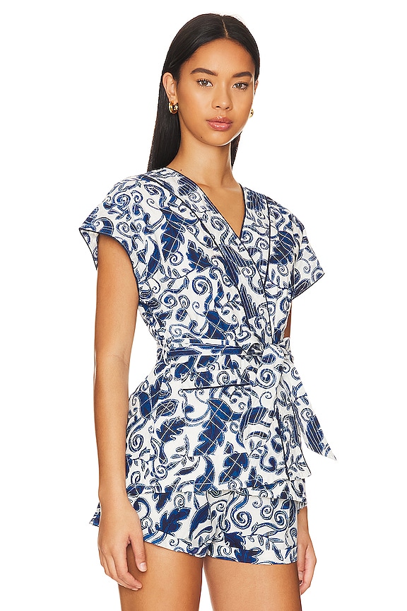 view 2 of 4 Tayla Wrap Vest Top in Azulejo