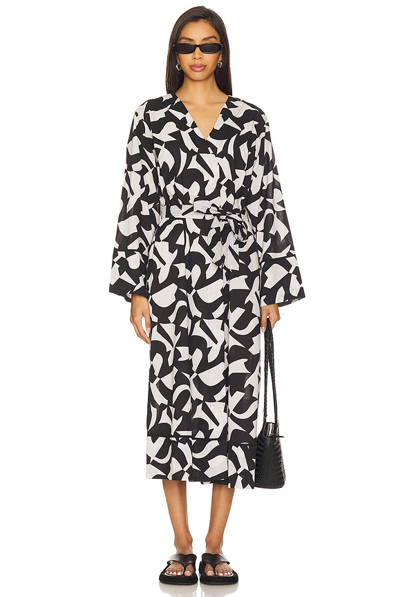 view 2 of 4 Kendra Kimono Wrap in Osaria Black White Print
