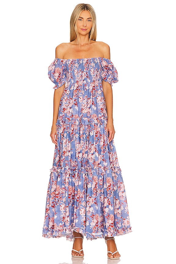 CAROLINE CONSTAS Zuri Gown in Slate Summer Floral | REVOLVE