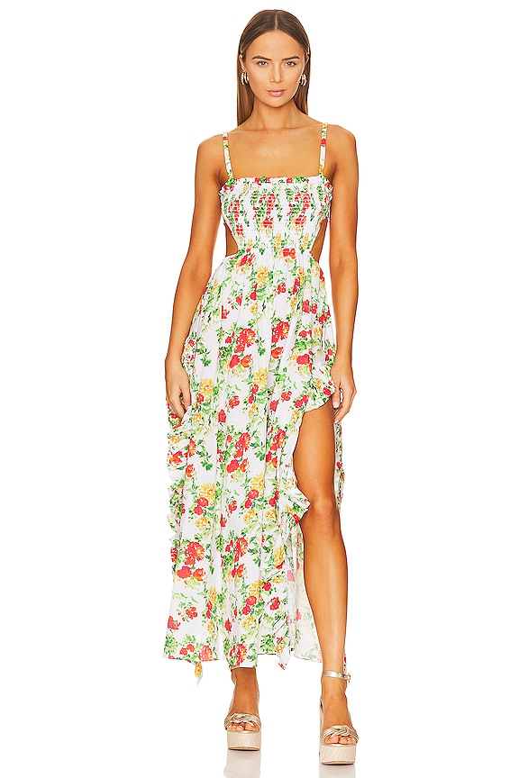 view 1 of 3 ROBE DE SOIRÉE MARGO in Yellow Red Blanc Floral