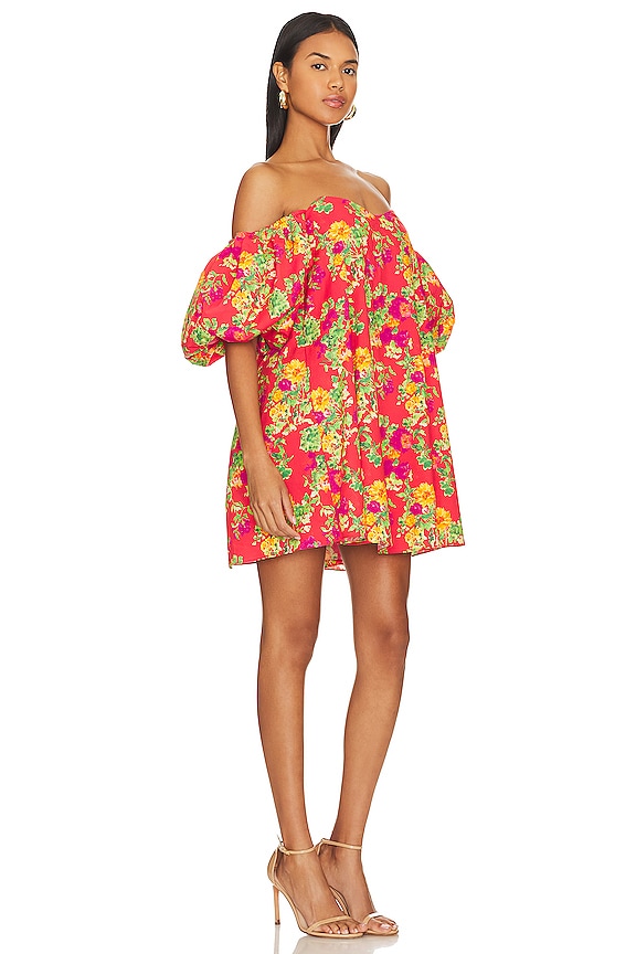 view 2 of 3 ROBE COURTE PALMER in Red Radiant Floral