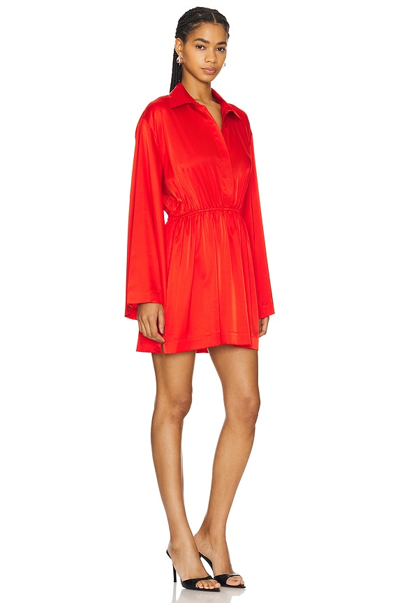 view 2 of 3 Aesha Mini Shirt Dress in Madder Red