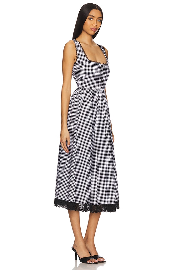 view 2 of 4 Alanna Apron Midi Dress in Black & Ivory Gingham