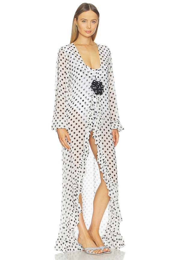 view 2 of 3 Charlotte Coverup in Ivory & Black Polka Dot