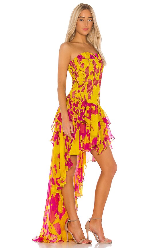 view 2 of 3 Lola Smocked Dress in Yellow & Fuchsia