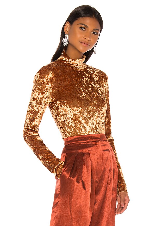 view 2 of 4 Delphine Velvet Turtleneck in Gold
