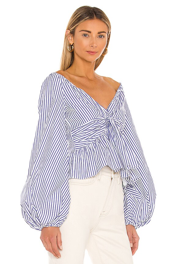 view 2 of 4 Onira Top in Blue & White Stripe