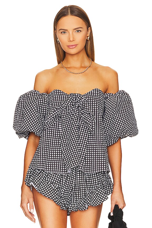 view 2 of 6 Reyna Top in Black Gingham