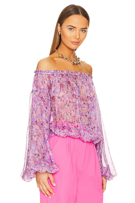 view 2 of 4 Odessa Top in Periwinkle Spring Blossom