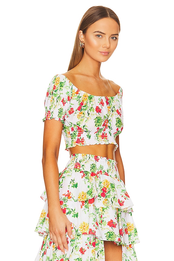 view 2 of 4 TOP DESCUBIERTO CORNELIA in Yellow Red Blanc Floral