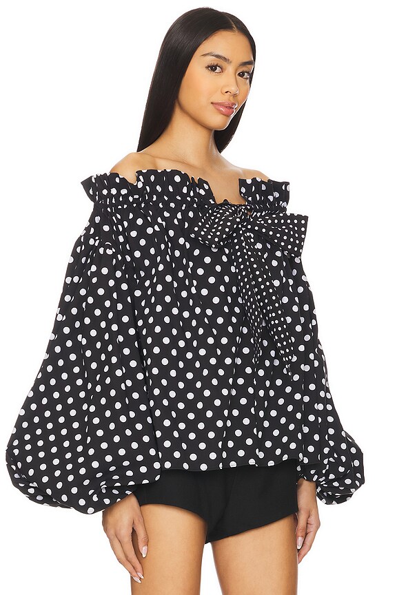 view 2 of 5 Adeline Top in Black & White Polka Dot
