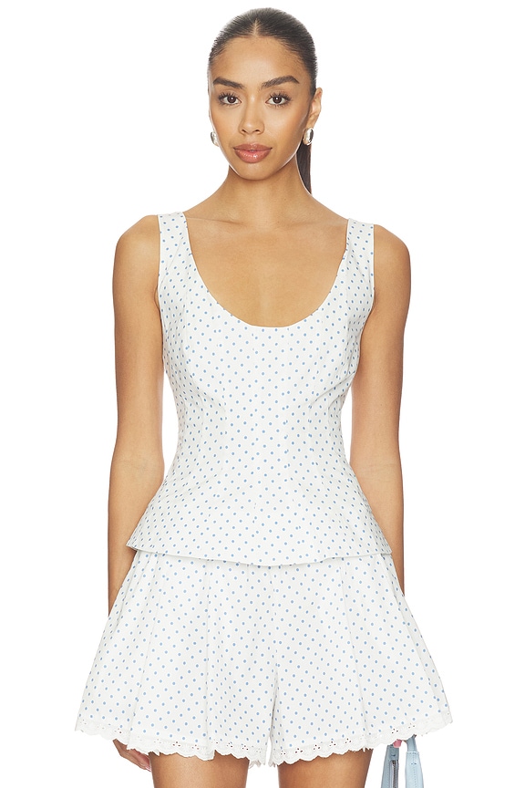 view 1 of 5 Brielle Sleeveless Top in White Periwinkle