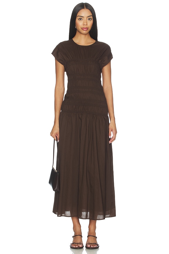 view 1 of 4 Smocked Dress in Maple Brown