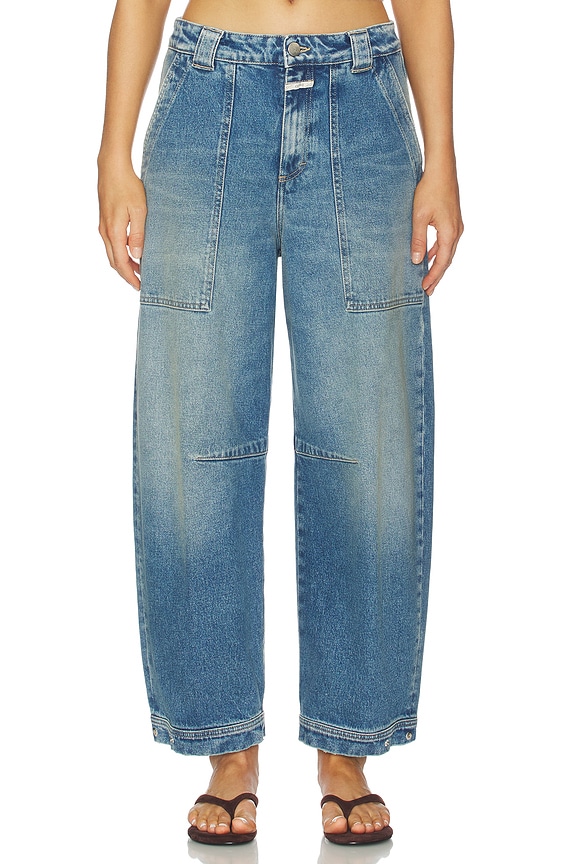 view 2 of 7 Rhannon Barrel Jeans in Mid Blue