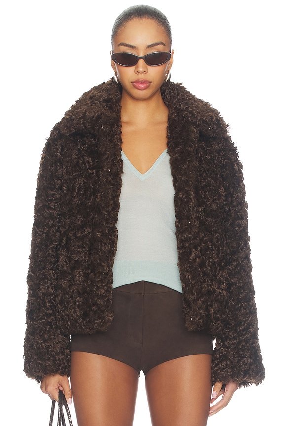 view 2 of 5 Faux Fur Jacket in Cinder Brown