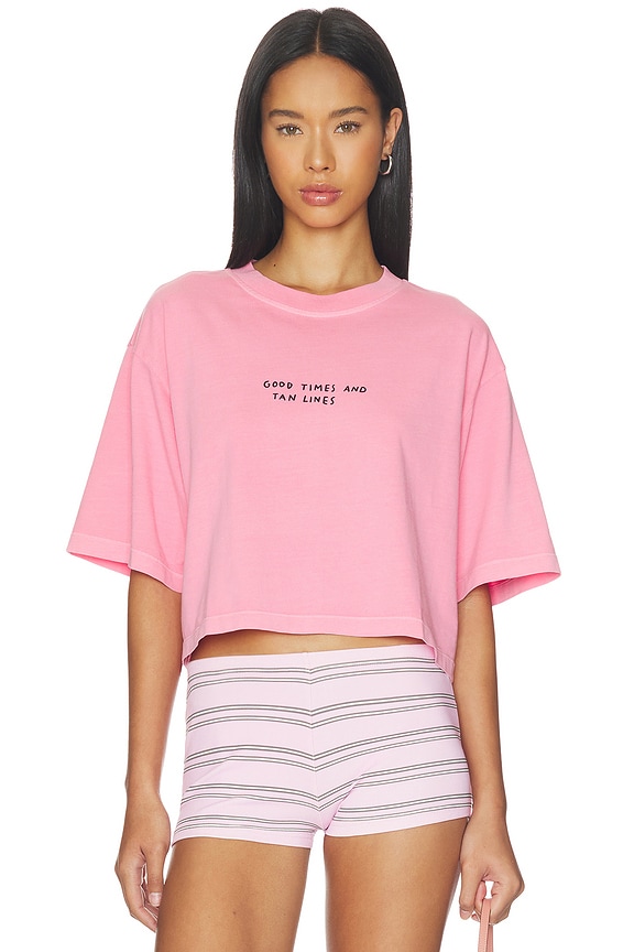 view 1 of 4 Cropped Boxy Tee Shirt in Peony Pink