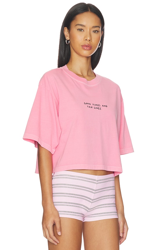 view 2 of 4 Cropped Boxy Tee Shirt in Peony Pink
