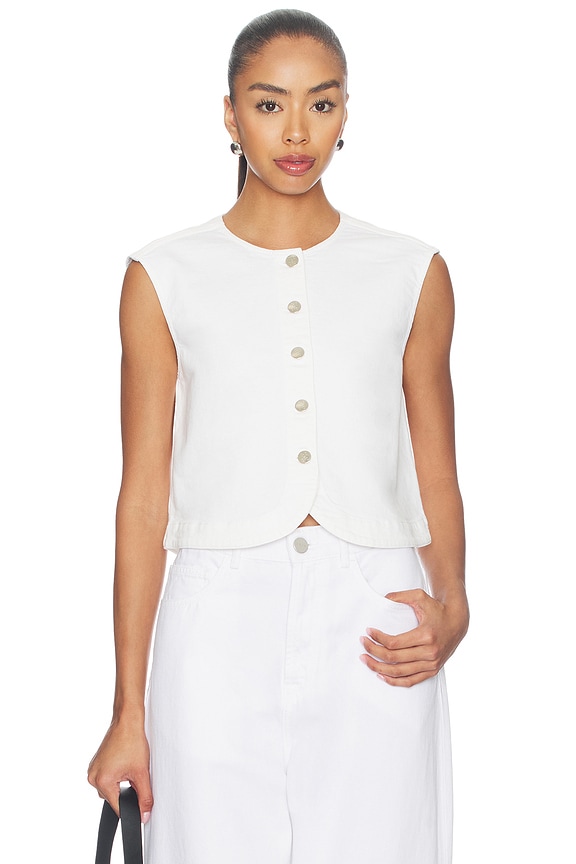 view 1 of 4 Denim Vest Top in White