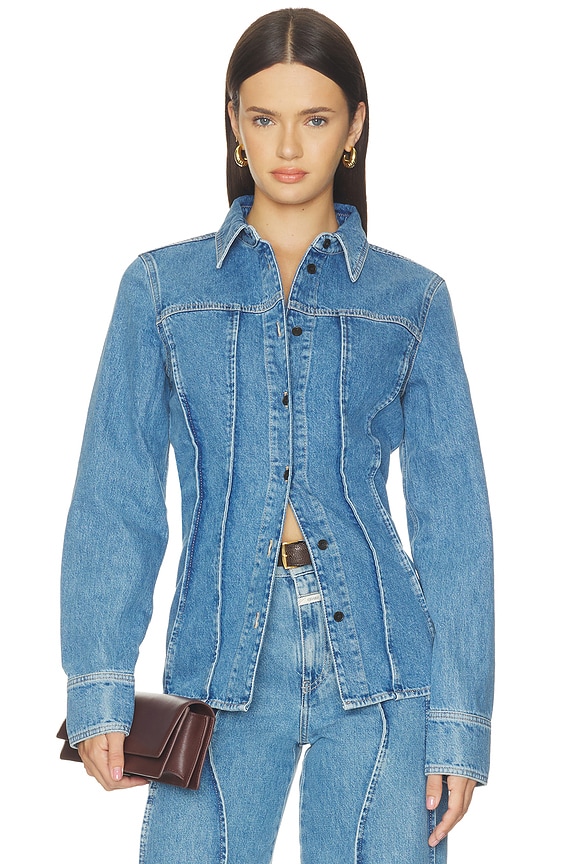 view 2 of 5 CAMISA CON COSTURAS ORGÁNICAS ORGANIC SEAMING SHIRT in Mid Blue