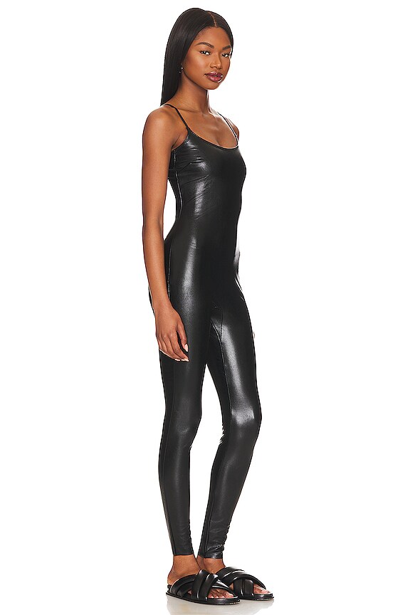 view 2 of 4 Faux Leather Cami Catsuit in Black