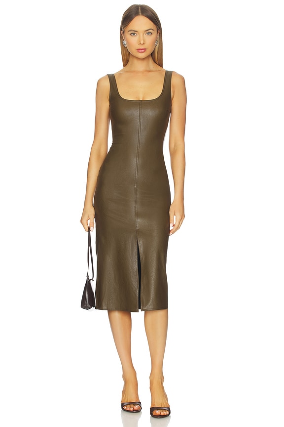 view 1 of 3 Faux Leather Midi Tank Dress in Cadet