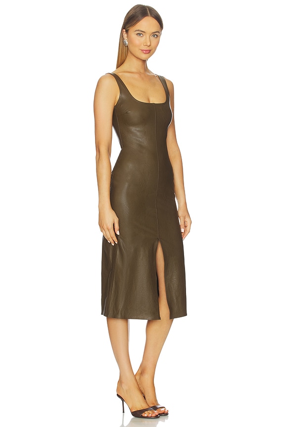 view 2 of 3 Faux Leather Midi Tank Dress in Cadet