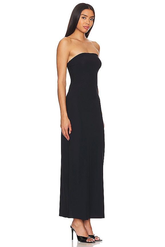 view 2 of 3 VESTIDO MAXI SLIP CLÁSSICO SEM ALÇAS in Black