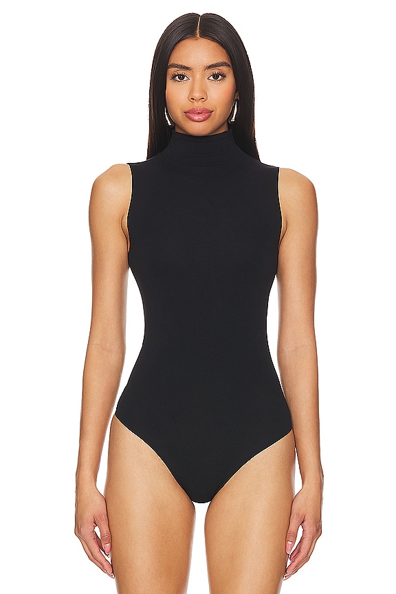 view 2 of 5 Ballet Seamless Mockneck Thong Bodysuit in Black
