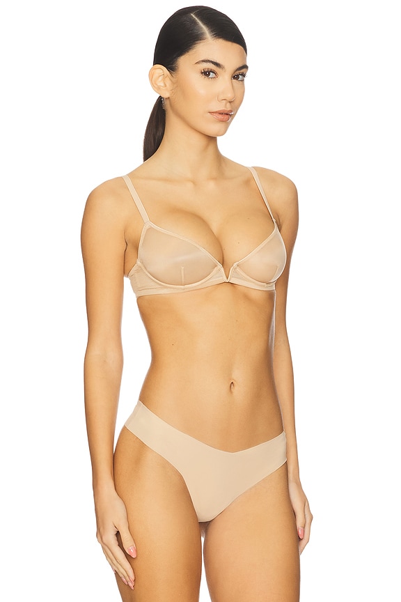 view 2 of 4 Chic Plunge Underwire Demi Cup in Beige