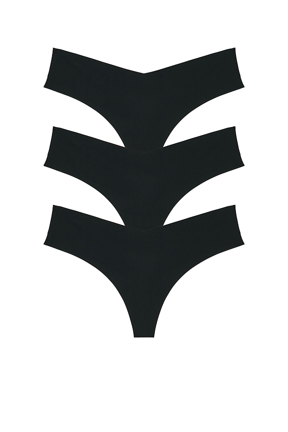 view 1 of 2 Invisible Rib Thong 3-pack in Black
