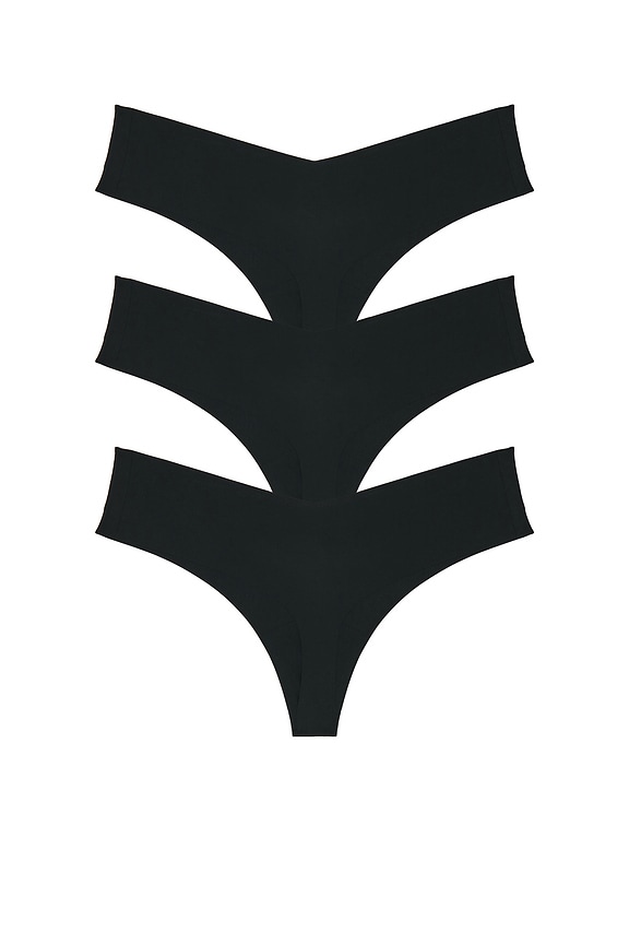 view 2 of 2 Invisible Rib Thong 3-pack in Black
