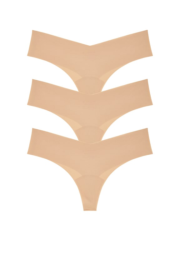 view 1 of 2 Invisible Rib Thong 3-pack in Beige