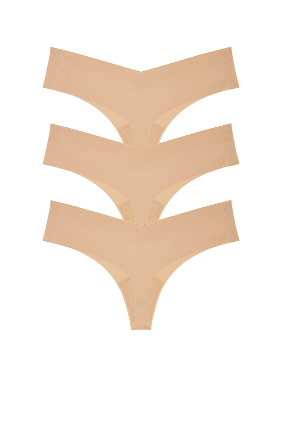 view 2 of 2 Invisible Rib Thong 3-pack in Beige