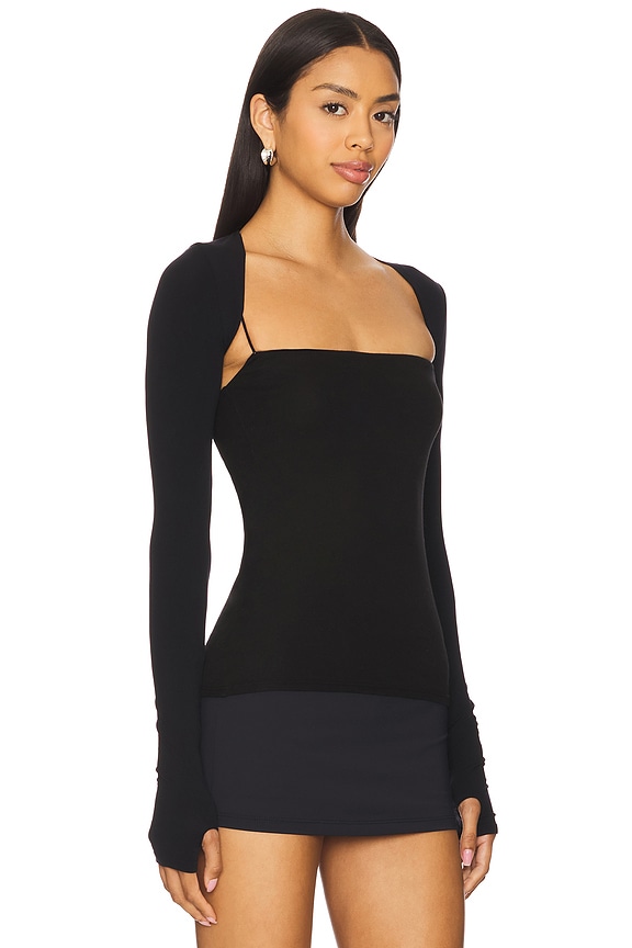 view 2 of 4 Ballet Body Shrug With Thumbholes in Black