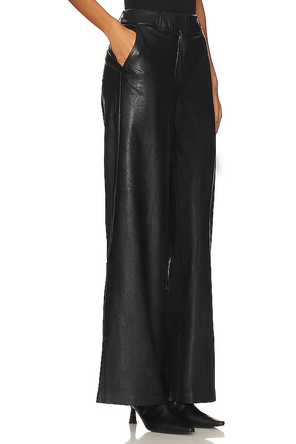 view 2 of 4 Faux Leather Wide Leg Trouser in Black