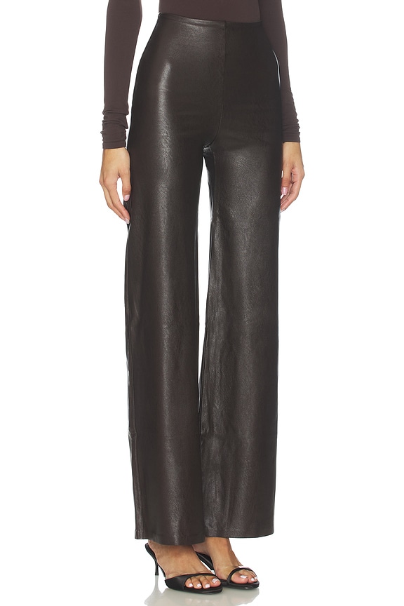 view 2 of 6 Faux Leather Wide Leg Pant in Espresso