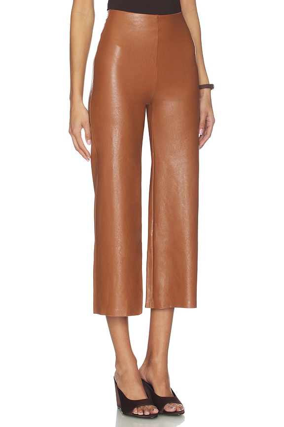 view 2 of 6 Faux Leather Cropped Pant in Cognac