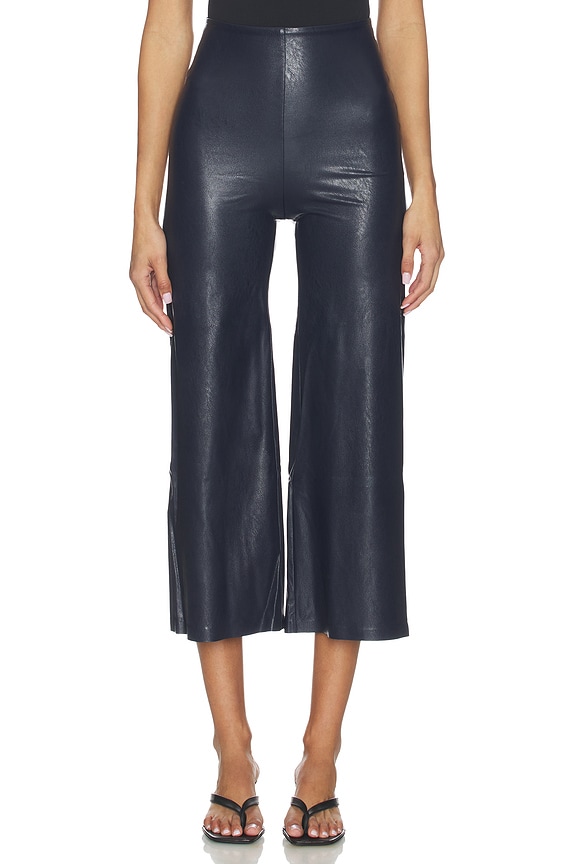 view 1 of 6 Faux Leather Cropped Pant in Navy