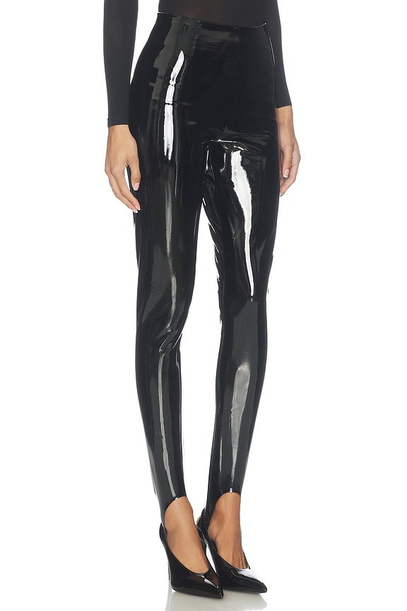 view 2 of 6 Faux Patent Stirrup Legging in Black