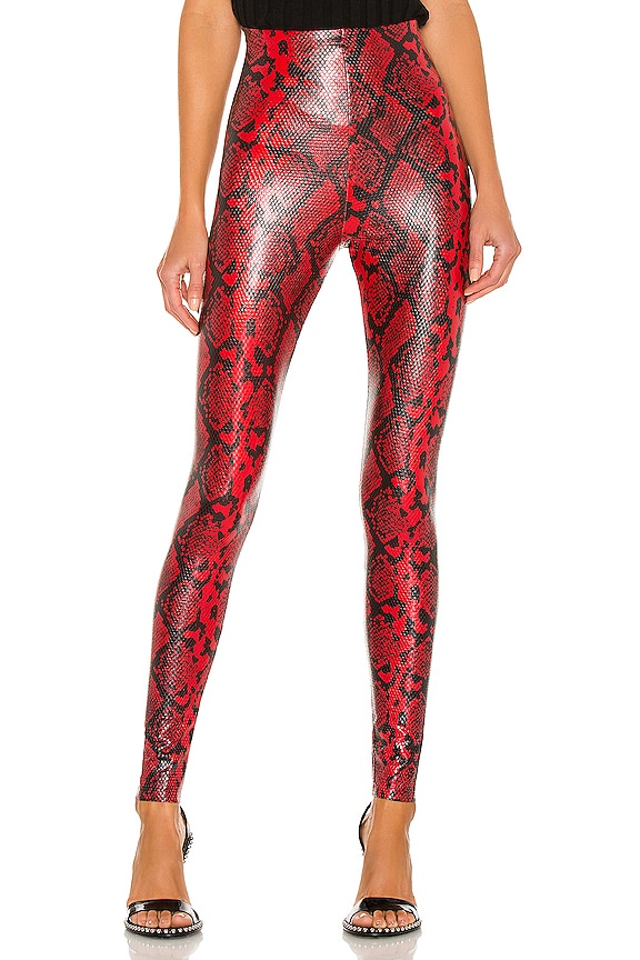 view 1 of 4 Faux Leather Animal Legging in Red Snake